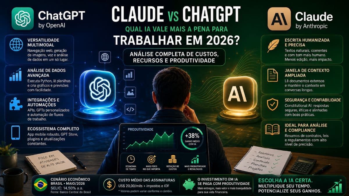 Claude vs. ChatGPT: Qual a melhor IA para o seu trabalho em 2026?